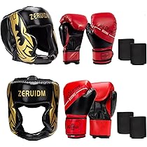 Amazon.co.jp: 3-in-1 ボクシングヘッドギアとグローブセット